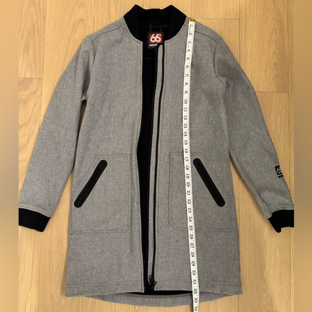 66°North Iceland Women's Gray Longline Bomber Jacket Size Small